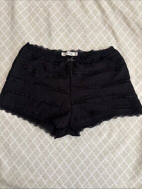 Hearts & Hips Black Ruffle Lace Bloomers Shorts XS Coquette Balletcore Lounge